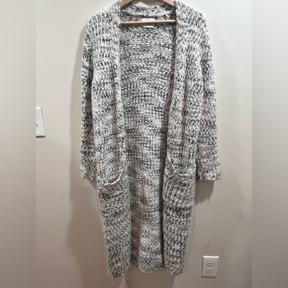 Lush Gray Chunky Knit Cardigan Sweater Long Women's S